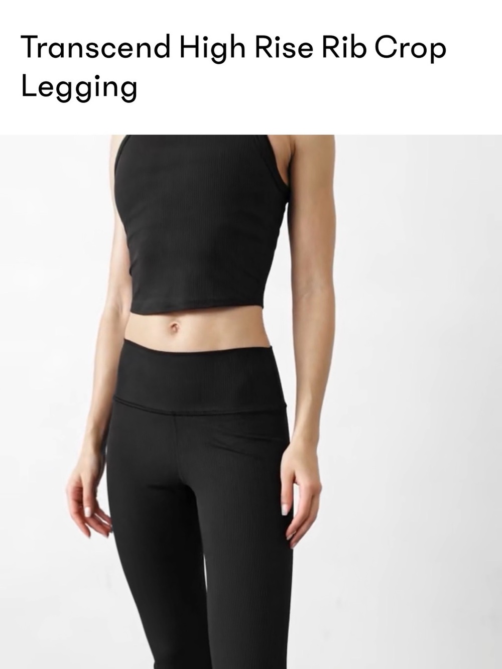 Athleta Black Ribbed Transcend Crop Leggings